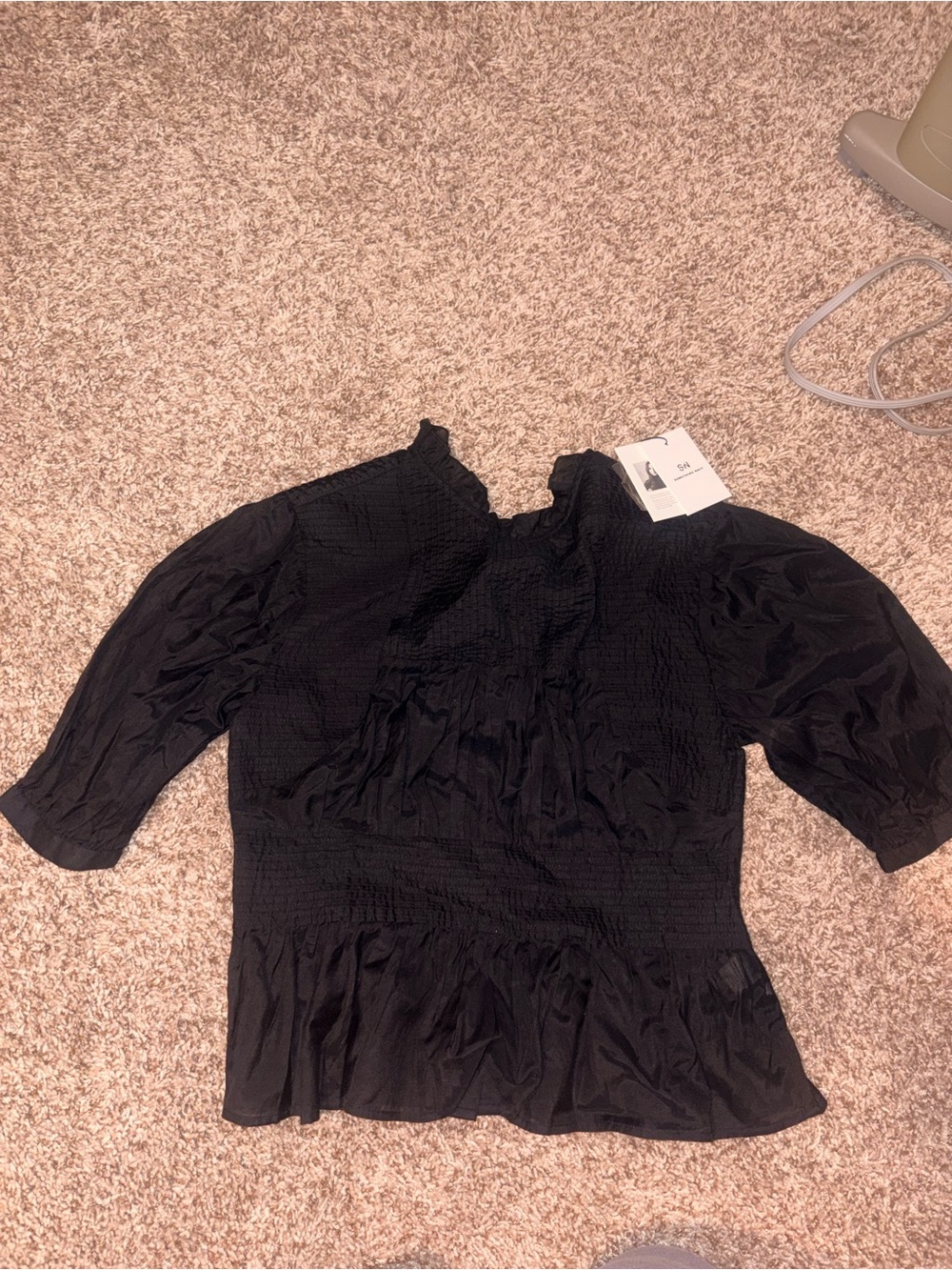 Something Navy Black Blouse NWT
